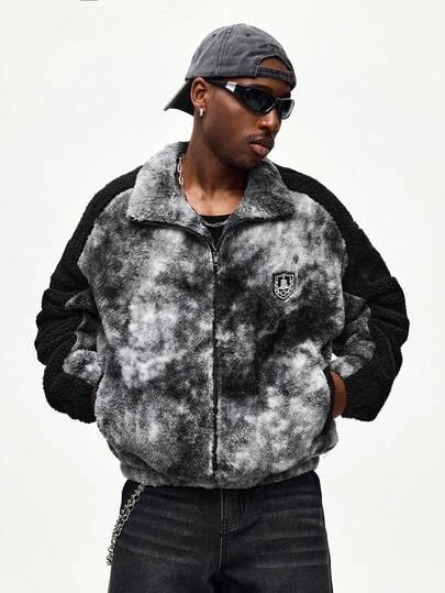 Street Life Veste réversible en polaire à imprimé aquatique tie-dye pour hommes