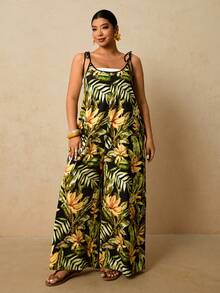 SHEIN VCAY 大码女式棕榈树印花宽松连体裤橄榄绿7月4日服装海岛度假服装蜜月服装女士度假服装女士海滩西部波西米亚女装锐舞服装音乐节服装夏季毕业服装海滩度假服装乡村欧洲夏季西部服装女装大码女装女装夏季服装连衣裙女装夏季套装女装工作夏季连衣裙 - 綠色 - 查看 6