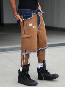 Manfinity EMRG Quần short denim nam kiểu dáng thường ngày, có túi và gấu quần rách, thích hợp để mặc hàng ngày. - Nhiều màu - Xem 6