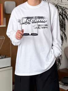 DAZY Men's Letter Print Round Neck T-Shirt, Spring - White - View 6