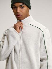 Chándal de manga larga con cuello alto, cremallera, costuras con ribete, parche con marca Musero en la espalda. Básicos esenciales de primavera y verano - Gris Claro - Ver 2