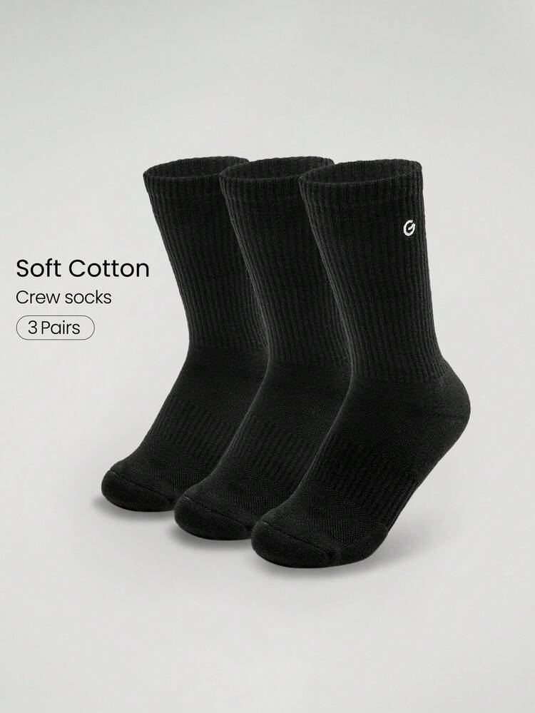 3 Pairs Socks Soft Ventilated Mesh With Embroidered Logo Gym Workout Daily