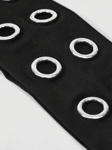 Y2Kool 1条时尚朋克风发带，哥特风柔软防滑弹力镂空沙滩/度假发带，弹力瑜伽运动发带，多功能日常秋冬发带发饰，女士度假装扮优雅围巾女士头巾柔软头巾 - 黑色 - 查看 4