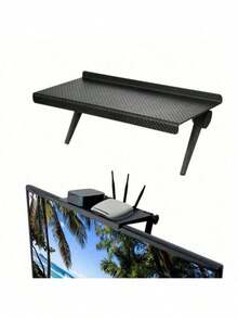 1 pieza Estantería de pared multifuncional, estantería de almacenamiento de escritorio, estantería colgante de pared para router inalámbrico, control remoto, DVD y decodificador de TV, instalación sin taladrar, ahorro de espacio, estantería práctica - Multicolor - Ver 9