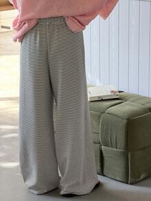 DAZY Tween Girls Knitted Striped Pajama Pants, Loungewear - Apricot - View 5