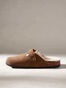 Solecia Women's Buckle Design Thermal Lined Casual Slip-On Mules - Khaki - View 3