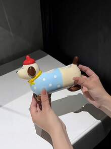 Joivida 创意可爱卡通动物彩色斑点戴帽腊肠犬情侣亲子家庭牙刷架，马桶洗漱台牙刷收纳架创意底座情人节礼物收纳架，可放置电动牙刷，美观大方的牙桥架，适合万圣节、圣诞节、情人节等节日赠送朋友。 - 彩色 - 查看 10