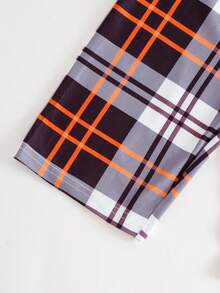 2pcs/Set Tween Boys Fashionable Pajama Set, Football Graphic Top Paired With Plaid Pants, Loungewear - Multicolor - View 9