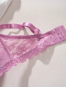 2件/套 大码女士蕾丝纯色简约钢圈可调节文胸 - 彩色 - 查看 6