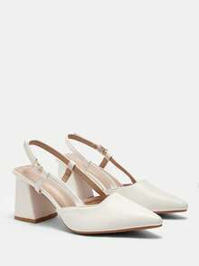 CUCCOO CURVES Zapatos de tacón de punta versátiles y de ajuste ancho para mujer - Blanco - Ver 7