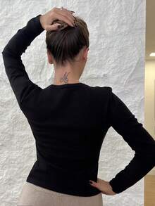 Manon Tanti Button Down Long Sleeve Sweater For Spring Y2K 90's Casual Cute Summer Holiday Airport Fall Autumn Winter Everyday Christmas Work Office Thanksgiving Chic - Black - View 2