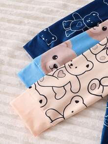 3件套新生儿长袖连体睡衣，卡通熊印花