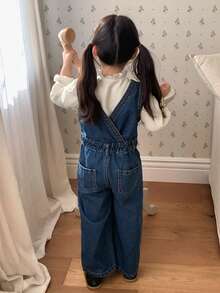 DAZY Young Girls' Criss-Cross Wrap Sleeveless Fashionable Denim Jumpsuit - Blue - View 3