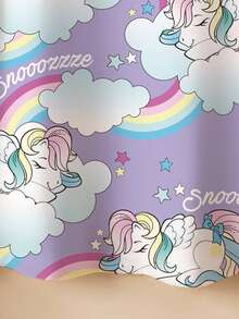 My Little Pony X SHEIN 女童可爱卡通彩虹字母图案短袖宽松T恤裙，休闲日常通勤，夏季 - 白色 - 查看 4