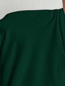 SHEIN EZwear Plus Size Women Solid Color Turtleneck Long Sleeve Casual Bodysuit - Dark Green - View 7