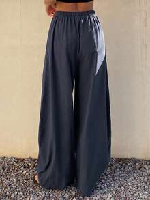 DAZY Women's Loose Drawstring Waist Elastic Waist Carrot Pants, Casual Street Style, Spring/Autumn - Navy Blue - View 2