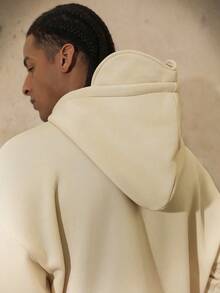 Manfinity Roghcode Men's Loose Casual Hoodie & Sweatpants Set, Suitable For Street Style, Daily Wear - Beige - View 5