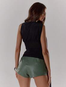 MUSERA Mesh Drape Longline Top  Autumn Cosy Cute Casual Night Out Date Night Party Summer Spring Holiday - Black - View 2
