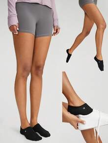 GLOWMODE 3 Pairs Invisible No-Show Socks Walk A Mile Soft Grip Daily Studio Workout Gym - Black - View 8