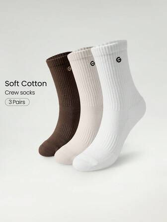 GLOWMODE 3 זוגות גרבי כותנה רשת מאווררת רכה עם לוגו רקום אימון יומי מזדמן