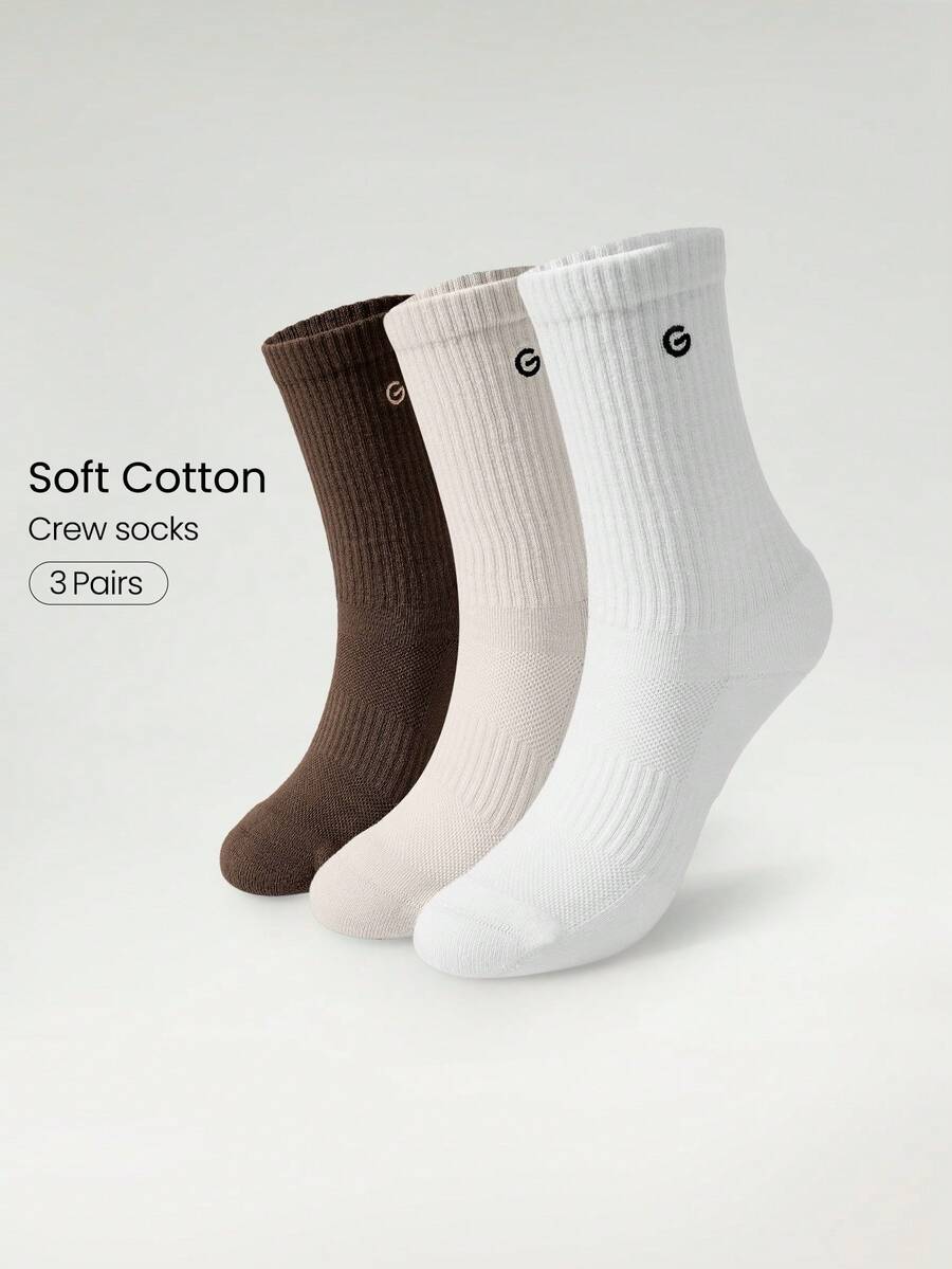 GLOWMODE 3 Pairs Socks Soft Ventilated Mesh With Embroidered Logo Gym Workout Daily - Multicolor - View 1