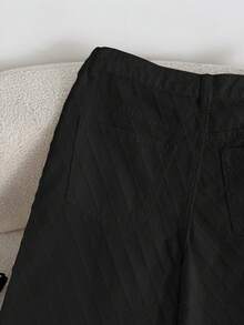 Jeans blancos anchos y sueltos con bolsillos, de uso casual y versátil para mujeres - Negro - Ver 2