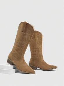 Daringsoles Women's Pointed Toe Western Style Casual Fashion Mid-Calf Boots Valentine's Day - Brown - View 7