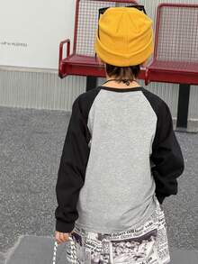 DAZY Toddler Boys' Loose Casual Colorblock Raglan Sleeve T-Shirt, Autumn