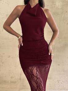 Firerie Women's Elegant Romantic Fashion Commute Sexy Black Lace Skirt, Tight Lace Skirt, Beach Holiday Ladies Skirt, Back To School Graduation Season Women's Wear, Romantic Date, Birthday, Easter Ladies, Carnival In Brazil, Music Festival, Wedding Season, Brunch Ladies Dress, Bohemian Style, Fairy Style Skirt - Red Violet - View 5