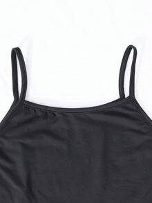 SHEIN Conjunto casual de 3 piezas para adolescentes: Sudadera con capucha con estampado de letras + Camiseta sin mangas negra + Pantalones con puño de tobillo con estampado de camuflaje, adecuado para uso diario en primavera y otoño - Verde militar - Ver 5