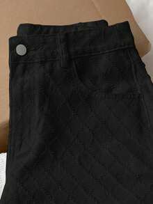 Jeans blancos anchos y sueltos con bolsillos, de uso casual y versátil para mujeres - Negro - Ver 5