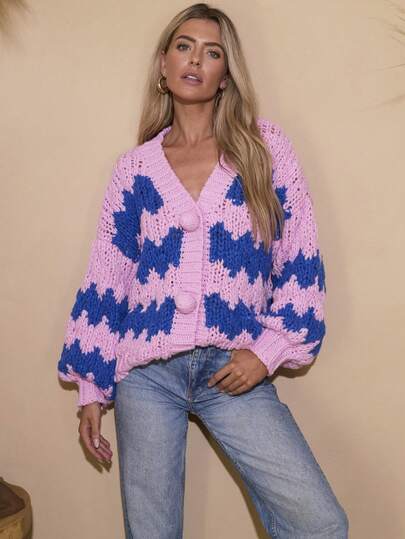 Dancing Leopard Zahara Multicolor Zig Zag Stripe Two Colour Cardigan, Cardigan For Women, Knitwear For Women, Layering Piece Women, Autumn Winter Wardrobe, Everyday Wear Women, Smart Casual Outfit, Cosy Outfit Women, Work Outfit Women