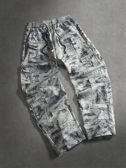 STYNVO Pantalones cargo casuales con cintura elástica y cordón para hombres