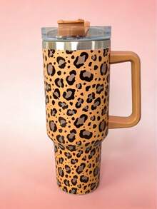 Bình giữ nhiệt Leopard 40oz có nắp, tay cầm và vành, bằng thép không gỉ, cách nhiệt chân không, thích hợp đựng cà phê đá, trà nóng và lạnh, đồ uống, dùng cho hoạt động ngoài trời và cắm trại. - Màu Khaki - Xem 5