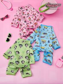 THE POWERPUFF GIRLS X PETSIN 1件装兔子女巫字母星星印花宠物连体衣 蓝色运动风亲肤透气宠物服装 - 藍色 - 查看 2