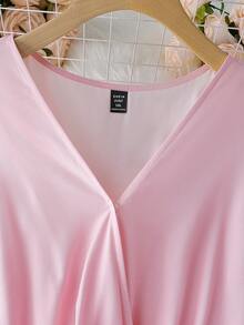 SHEIN LUNE SHEINLUNE 大码女式彩虹褶皱V领灯笼袖系腰连衣裙 毕业礼服 婚礼宾客礼服 女士度假装 女士沙滩装 节日连衣裙 生日礼服 女士骄傲日礼服 - 彩色 - 查看 4