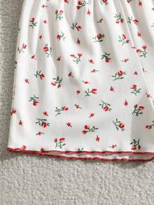 SHEIN 3pcs Tween Girls Casual Knit Loungewear Set - Ditsy Floral Camisole, Long Pants, And Shorts - White - View 4