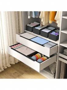 12 Pack Foldable Cloth Storage Box Closet Dresser Drawer Organizer Fabric Baskets Bins Containers Divider For Clothes Underwear Bras Socks Lingerie Clothing - Black - View 7