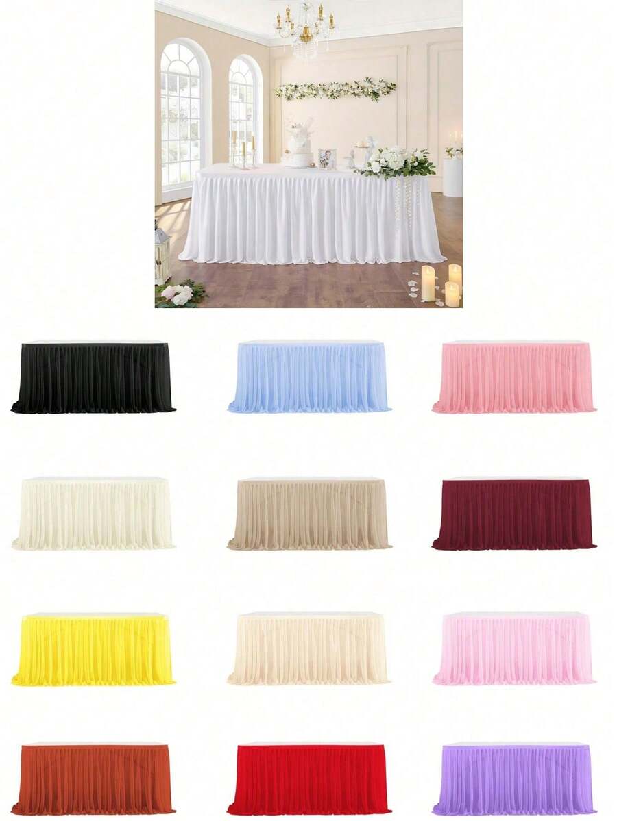 2 chiếc khăn trải bàn voan ngọc trai 4,35m, váy phủ bàn ký tên đám cưới, thích hợp cho đám cưới, trang trí bàn bánh sinh nhật, tiệc cô dâu, trang trí nhà cửa, trang trí đám cưới, đồ dùng đám cưới, trang trí Giáng sinh, trang trí bàn tiệc ngày lễ. - Nhiều màu - Xem 1