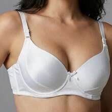 Brasier para mujer estilo sencillo sexy, diseño realzador, tela suave y lisa, ajuste medio corto, para cualquier temporada y ocasión en casa o descanso - Blanco - Ver 3
