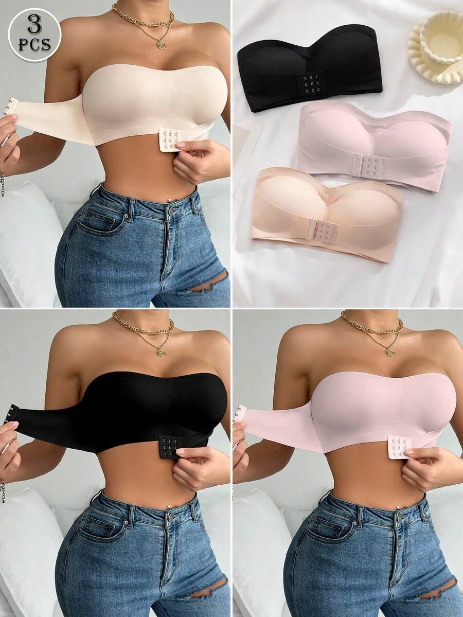 3pcs/Set Women Underwire Padded Bras With Front Closure, Multi-Color - Multicolor - View 1