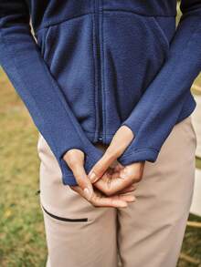 SHEIN In My Nature 女士休闲户外常规款连帽外套，秋冬季 - 藏蓝色 - 查看 5