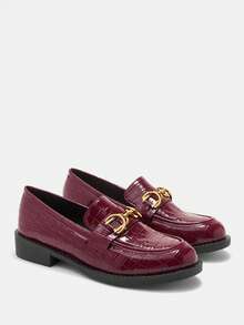 CUCCOO CURVES Ballerines larges pour femmes, élégantes et polyvalentes, ornées de métal, idéales pour les trajets quotidiens - Rouge foncé - Voir 7