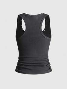 ROMWE Avant Women's Retro Baddie Unisex Streetwear Starry Sky & Rivet Print Tank Top - Grey - View 2