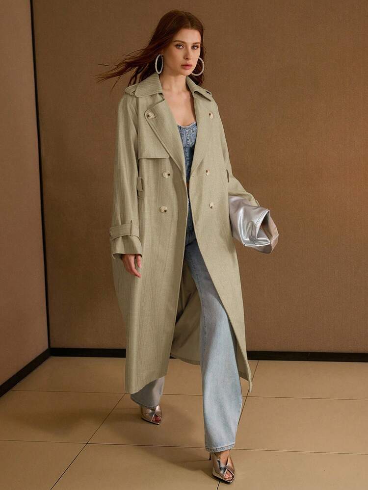 LAPEL COLLAR DOUBLE BREASTED TRENCH COAT