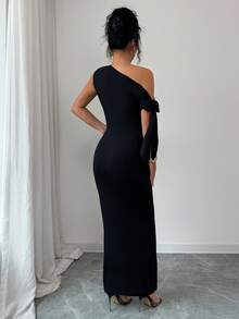 Elenzga Đầm nữ thanh lịch không tay, cổ lệch, thắt eo, họa tiết hoa 3D, thích hợp cho các bữa tiệc, hẹn hò, công sở, lễ tốt nghiệp, Ngày Nhà giáo, Ngày Valentine, Lễ Tạ ơn, mặc hàng ngày, mùa xuân/hè. - màu đen - Xem 2