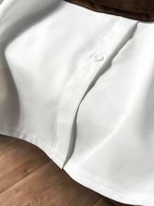 Lacomfia Women's 2 In 1 Long Sleeve Colorblock Pearl Decor Casual Comfortable Minimalist Chic Plus Size Sweatshirt - Brown - View 3