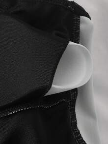 SHEIN Girls' Casual Strapless Ruffled Lily Floral Print One-Piece Swimsuit, Black Background, Spring/Summer - Black - View 5