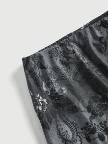 ROMWE Hippie 女士波西米亚风荷叶边印花层叠半身裙 - 黑色 - 查看 2