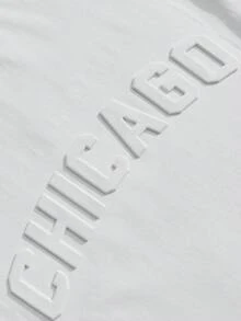 Claim Dot 大码男士纯色圆领短袖字母印花休闲上衣T恤 - 白色 - 查看 6